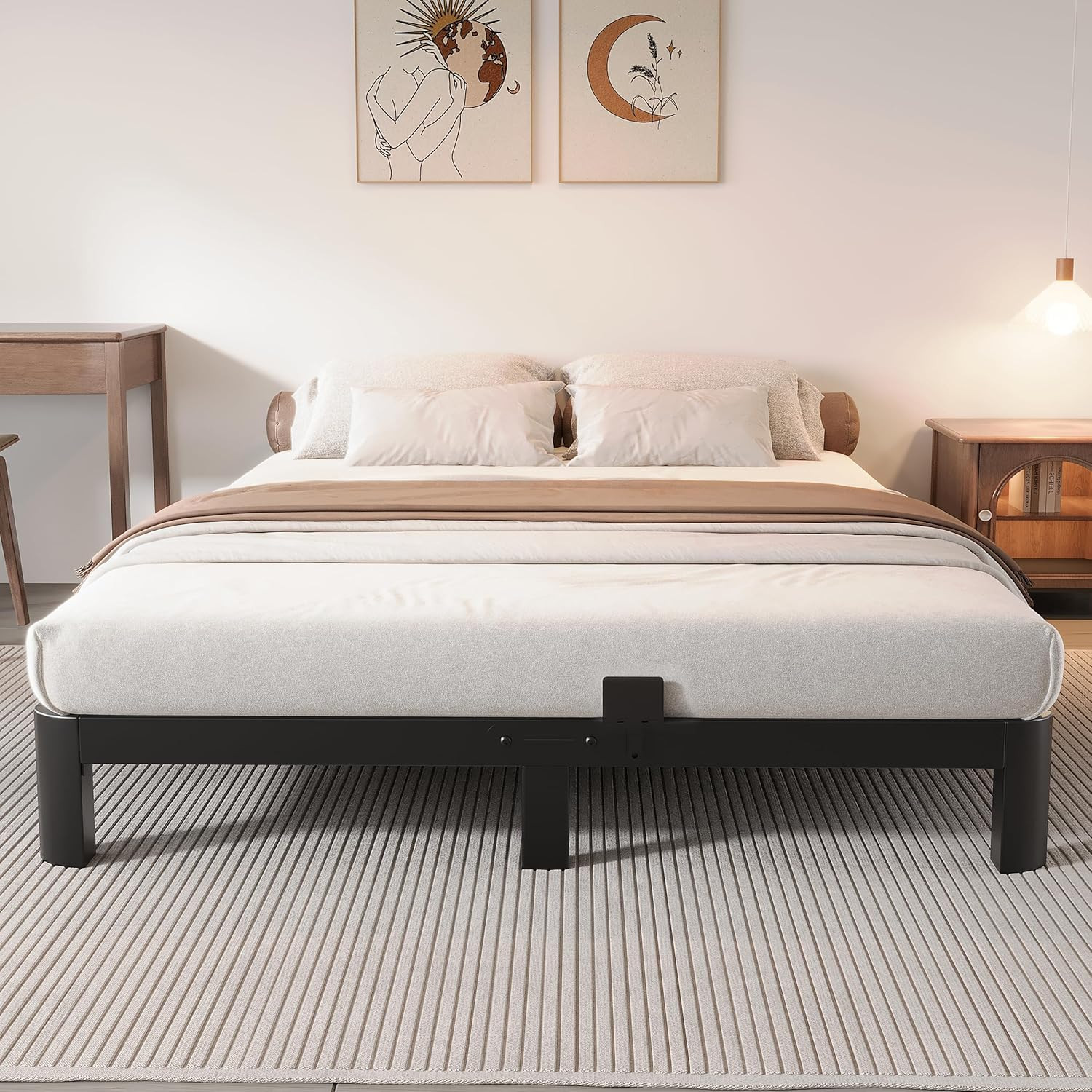 Low Profile King Bed Frame - Heavy Duty, No Box Spring, Easy Assembly