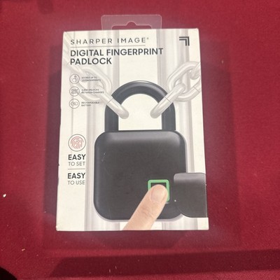 Sharper Image  Fingerprint Lock in Black Digital PADLOCK, Brand New