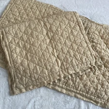 Pottery barn set of two Belgium linen diamond King pillow shams daffodil New