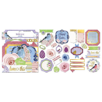 BO BUNNY NOTEWORTHY DIE CUTS FOIL AND GLITTER SECRET GARDEN