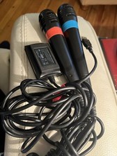 Set of 2 SingStar PlayStation PS2 PS3 Microphones with USB Converter Dongle