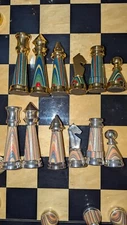 Italfama Diamondwood Gold & Silver Plated Brass Luxury Chess Set Made In Italy 