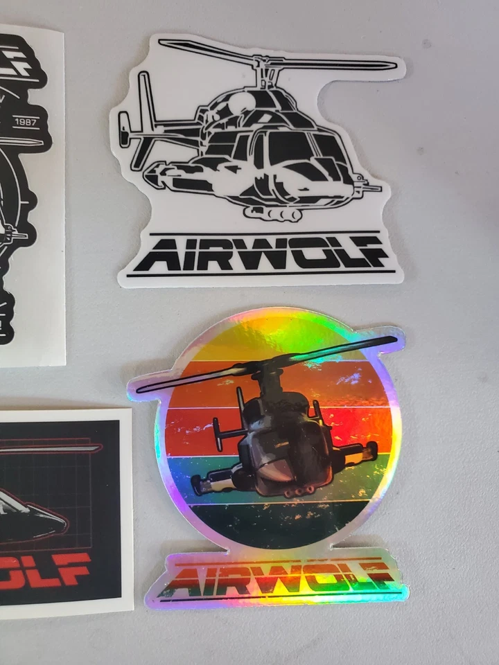 AIRWOLF 1980s STICKERS VARIETY PACK (6) *WORLDWIDE 🌐 SHIPPING* NEW HOLOGRAPHIC  - Image 4 of 4