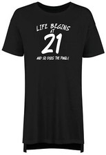 21st Birthday Nightie Women Life Begins at 21 Does the Panic Ladies Night Shirt