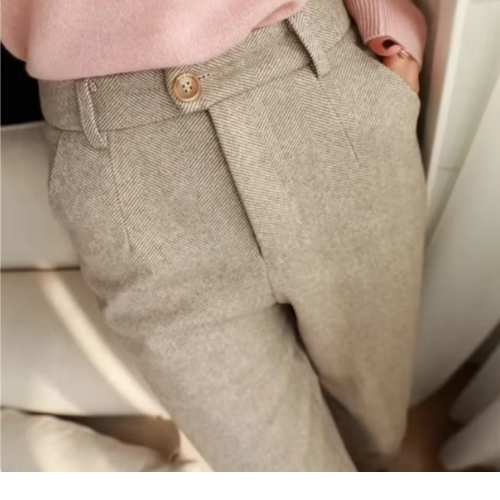 Women's High-Waisted Woolen Harem Pencil Pants – 2024 Autumn/Winter Collection - Picture 30 of 40