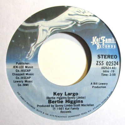 BERTIE HIGGINS * 45 * Key Largo * 1981 * Near MINT/ MINT Orig. ! Boagy & McCall