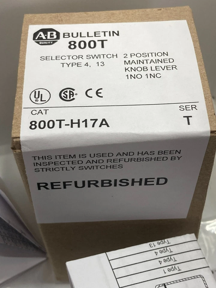 ALLEN BRADLEY 800T-H17A SELECTOR SWITCH 2-POS. MAIN. BLACK KNOB LEVER 1NO/ SER T - Image 3 of 4