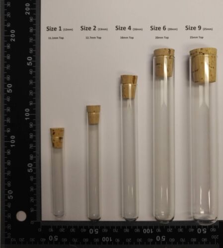 100 pièces tubes à essai en verre avec bouchons/capsules en liège - Photo 1 sur 4