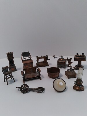 Durham Industries Metal Miniatures and Dollhouse Furniture Lot Of 11