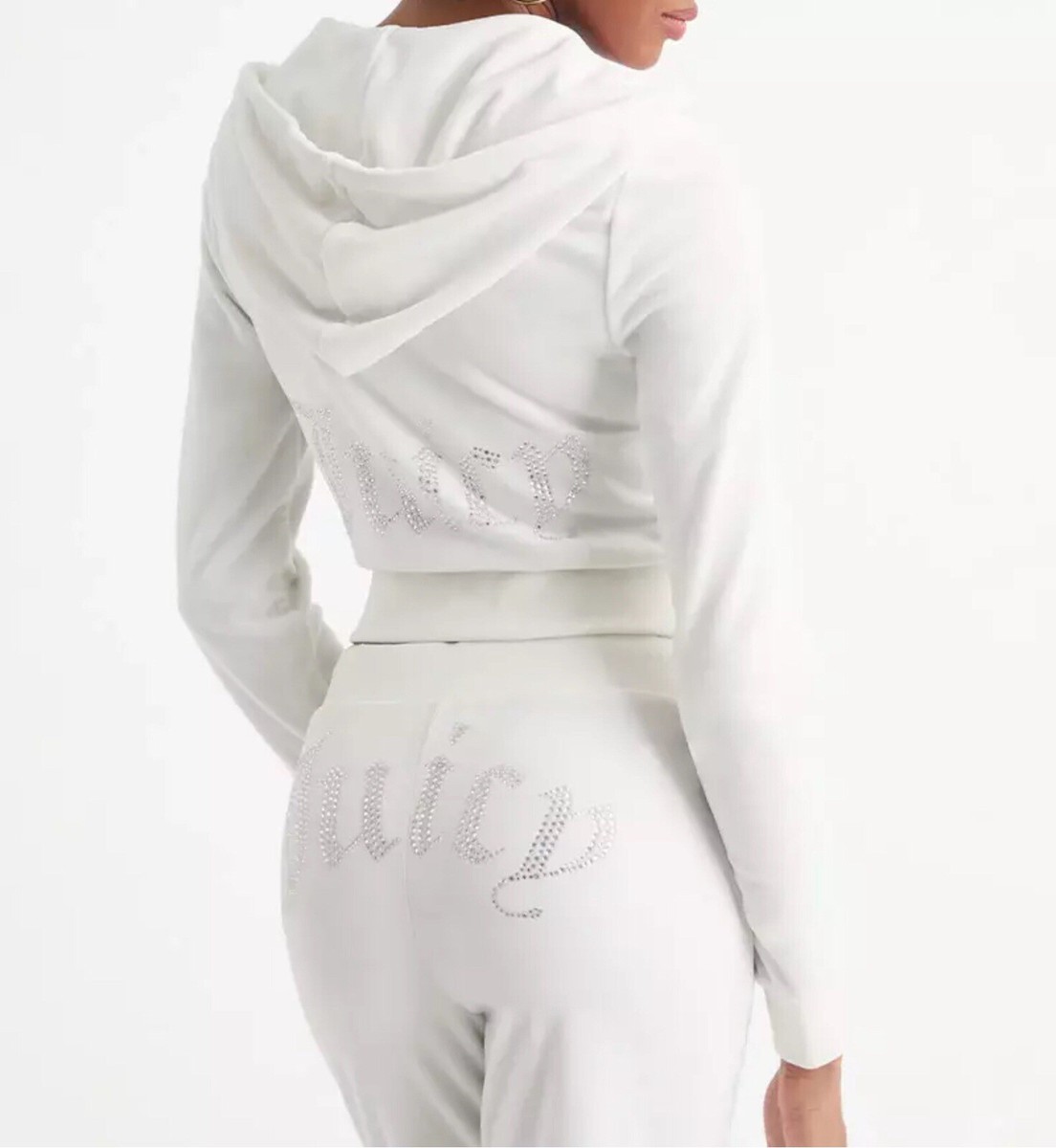 【Juicy Couture】 OG BIG BLING VELOUR HOODIE WHITE Angel Plus-Size OG Big Bling Velour Hoodie - Juicy Couture