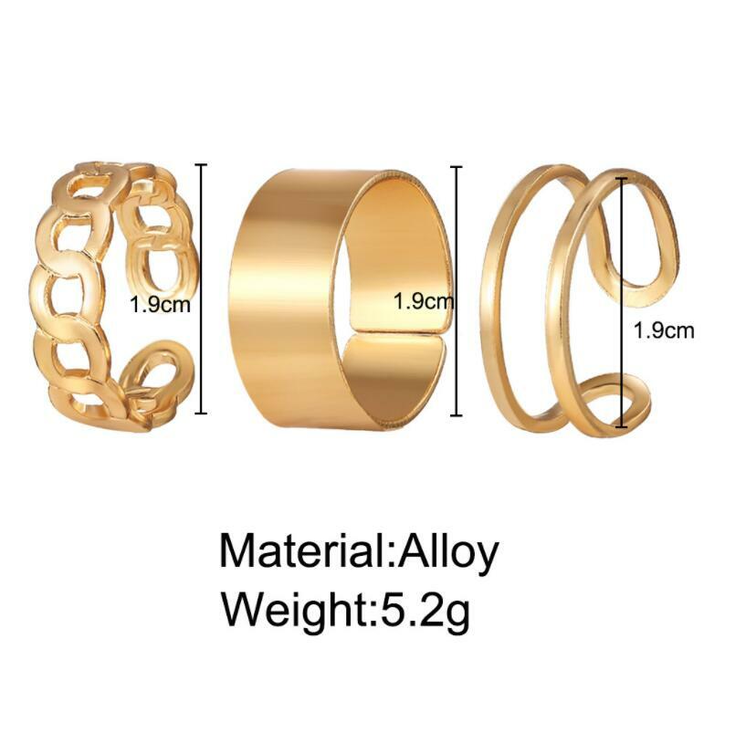 Adjustable Open Finger Rings 3pcs Set Women Accessories Gift Silver ...