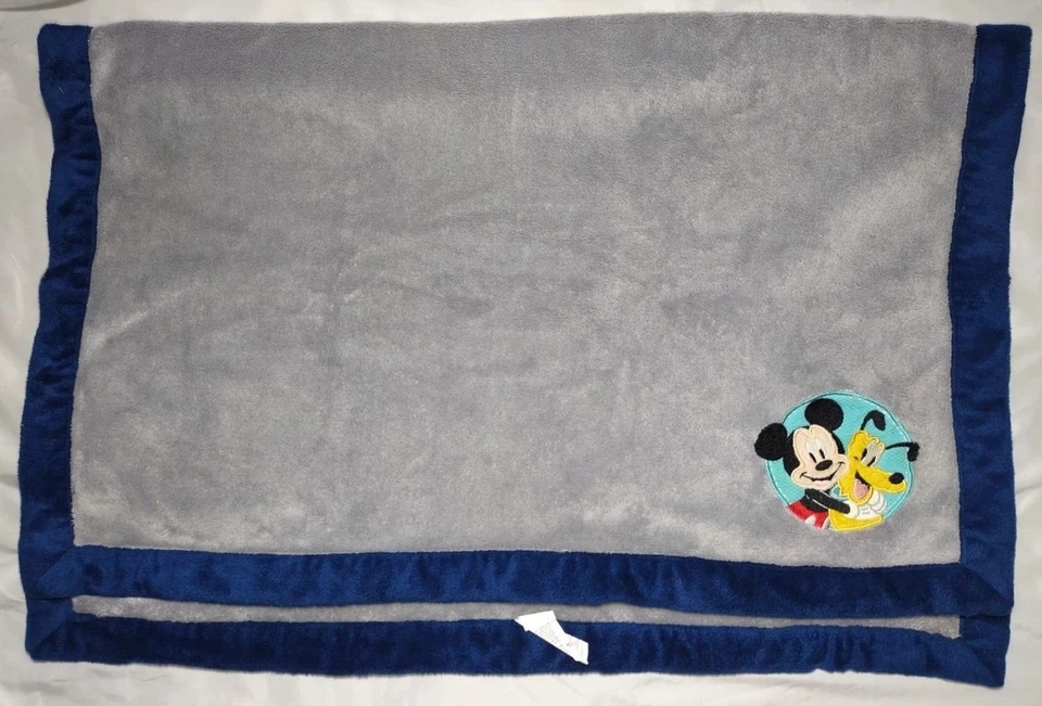 Disney Bebé Mickey Mouse Plutón Gris Azul Manta Felpa Abrazo Suave Lovey Foto 2 de 3