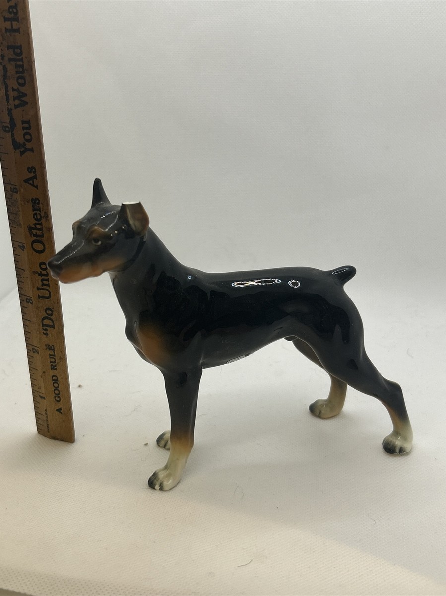 Norcrest A744 Doberman Pinscher Dog Figurine Broken Ear 5” tall