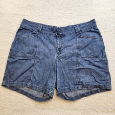 Riders Mid Length Jean Shorts 18W M Blue Denim Flap Pockets Wide Band Y2K