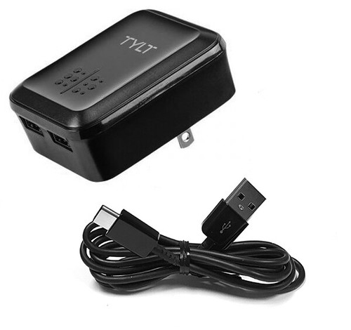 Cargador de pared USB-A de doble puerto 4,8 amperios y de datos USBC TYLT 2,4A cada puerto | eBay