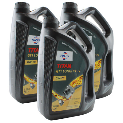 Fuchs 15 Liter Titan GT1 Longlife IV SAE 0W-20 Engine Oil for Audi VW 3 x 5L