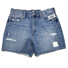 NWT Old Navy Medium Wash High Rise Distressed Cut-off Denim Shorts Size 8 31x5"