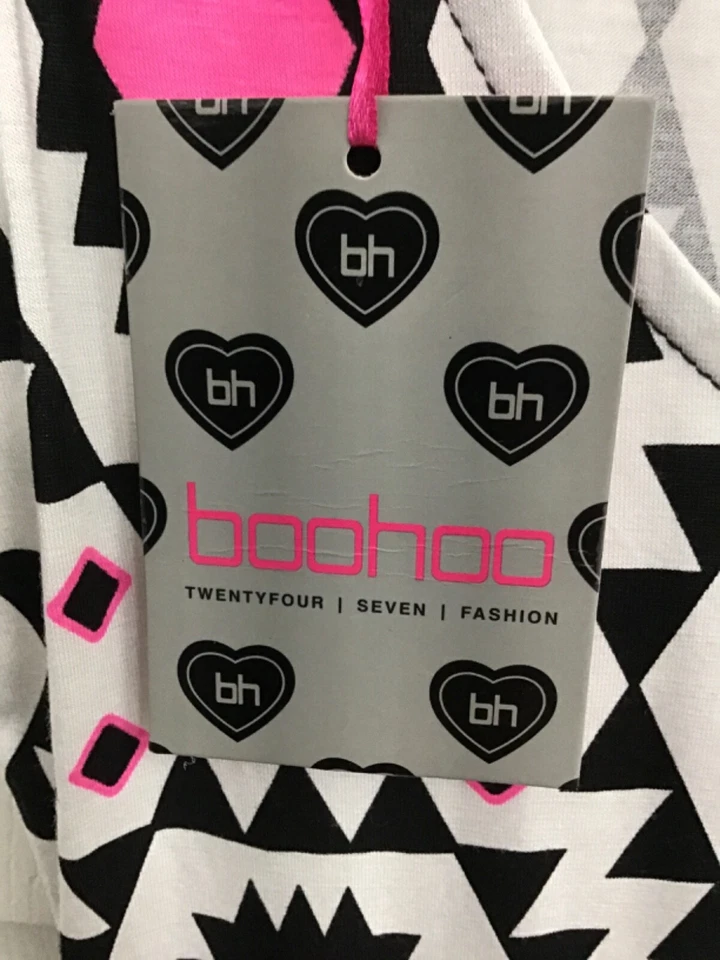 boohoo Twenty Four Aztec Vest Dress/Bathing Suit Cover Up Neon Pink Med/10 NWT - Image 3 of 4