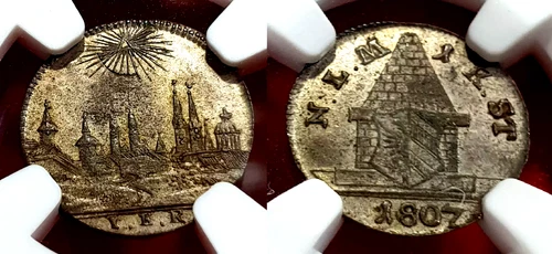 NGC Nurnberg MS 63 1 Kreuzer 1807 Silver City View Coin Germany One Year Type