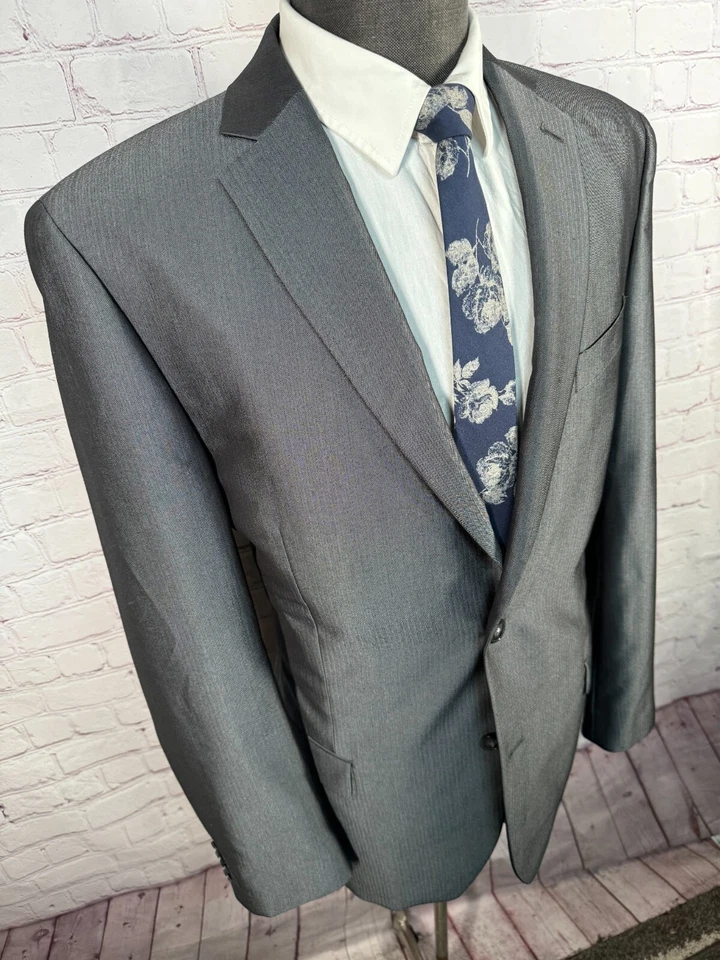 APT. 9 Hombres Gris ESPIGA AJUSTE ATLÉTICO 2 Piezas Traje 42L Chaqueta 35x34 Pantalón Foto 4 de 4
