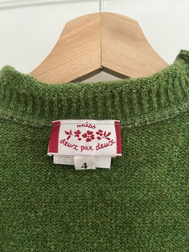 VTG Deux Par Deux Acrylic Knit Grass Green Little Sheep Sweater Size 4 - Picture 8 of 9