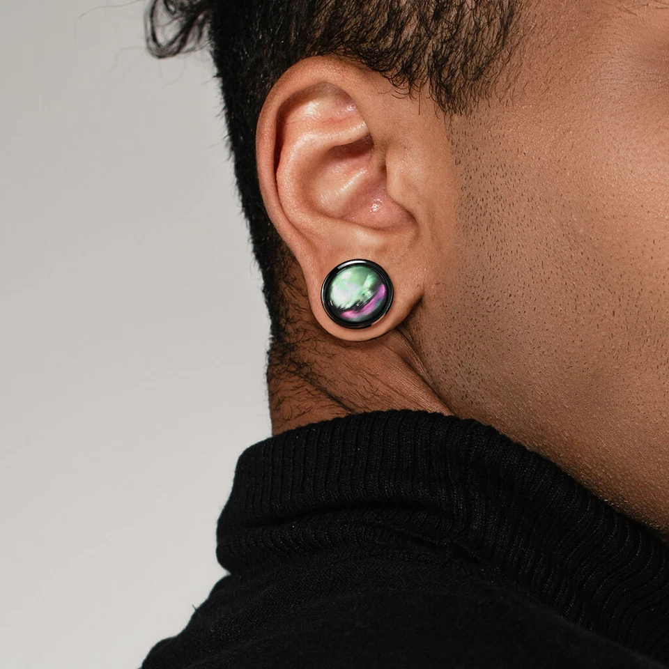 Par Multicolor Carcasa Negro PVD 316L Acero Quirúrgico Tornillo Ajuste Carne Túnel Enchufe Foto 2 de 4