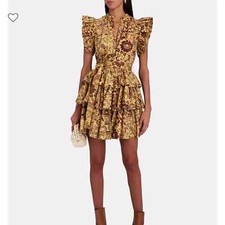 Nwt ULLA JOHNSON Honoria Tiered Printed Poplin Mini Dress sz 0