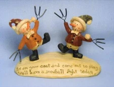 Blossom Bucket SUZI Skoglund SNOWBALL FIGHT Snowmen Figurine - Retired