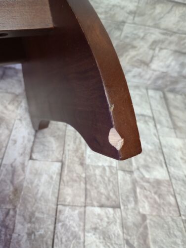 Robert Smith Wooden Footstool W/ Padded Cushion 100% PVC Vinyl Brown & Burgundy - Picture 6 of 11