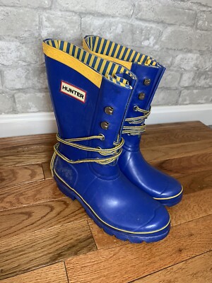 Hunter Festival Lace up Rain Boots Blue 