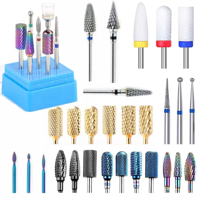 Ceramic Tungsten Carbide Diamond Cuticle Nail Drill Bit Set