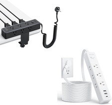 Desk Clamp Power Strip with 9 AC 3 USB, 15ft Cord, 1080J Surge Protector