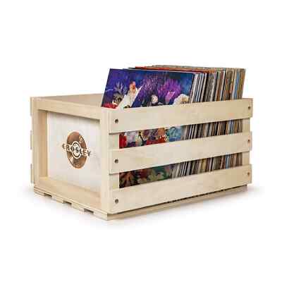 Crosley Vinyl Schallplatten Aufbewahrungsbox Naturholz Vintage Retro fasst 75 Alben