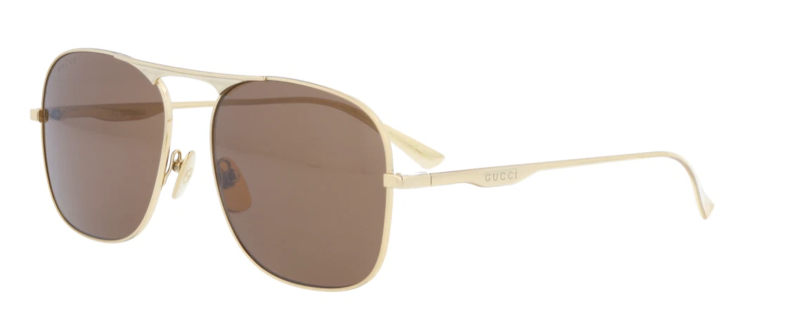 Gucci GG0335S 001 61 Sunglasses Gold Frame Brown Lenses 58mm