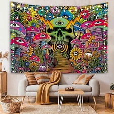 Mushroom Tapestry Trippy Large Bed Room Decor Hippie Aesthetic Wall Art 51x60