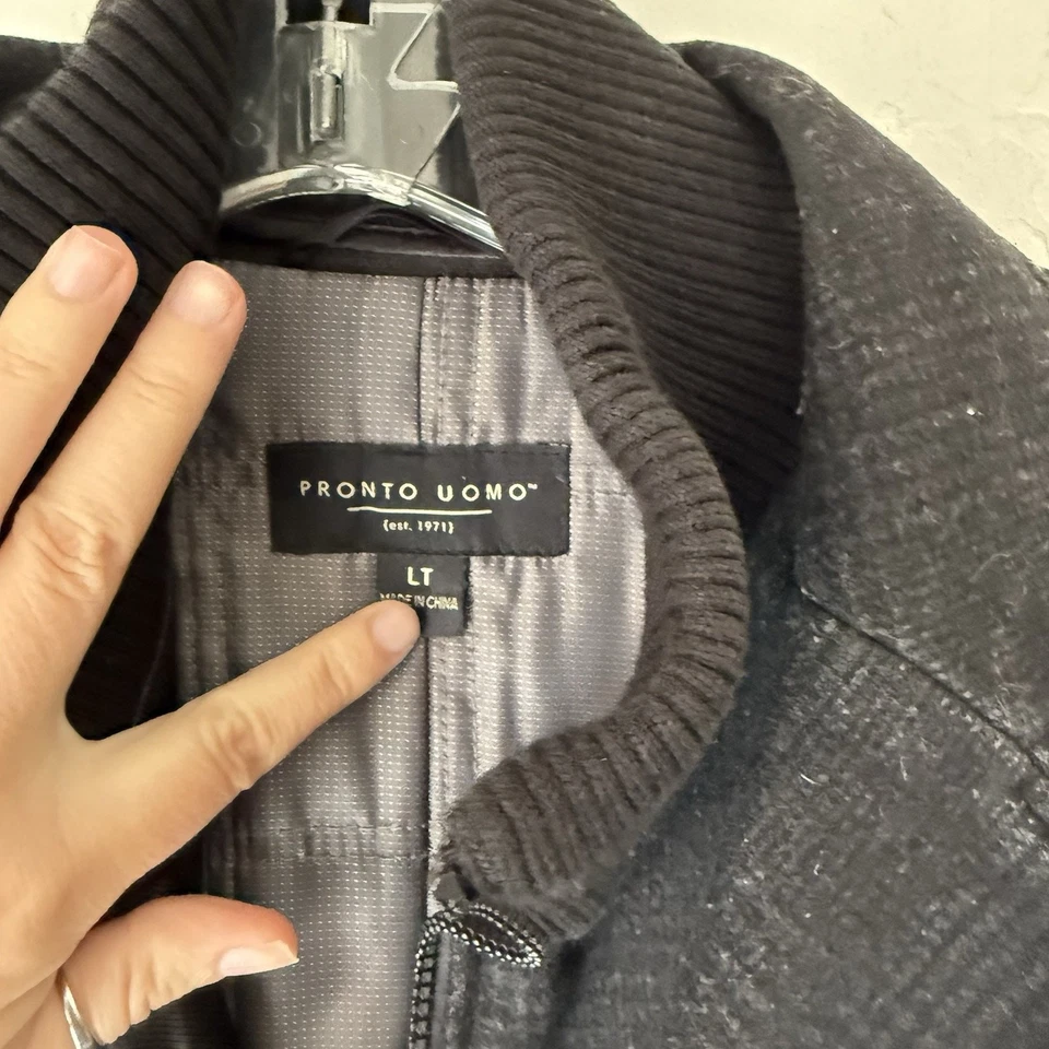 Pronto Uomo Men's Size Large Tall Black Wool Blend Academia Twee Trench Coat - Image 4 of 4