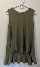 Super Cute Waffle Knit Paper Crane Top Large Sleeveless Tunic Flow Blouse Shirt