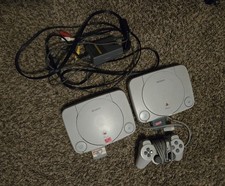 Lot of 2 Sony PSone PS1 Slim Consoles w/ Controller, Cables & Memory Card