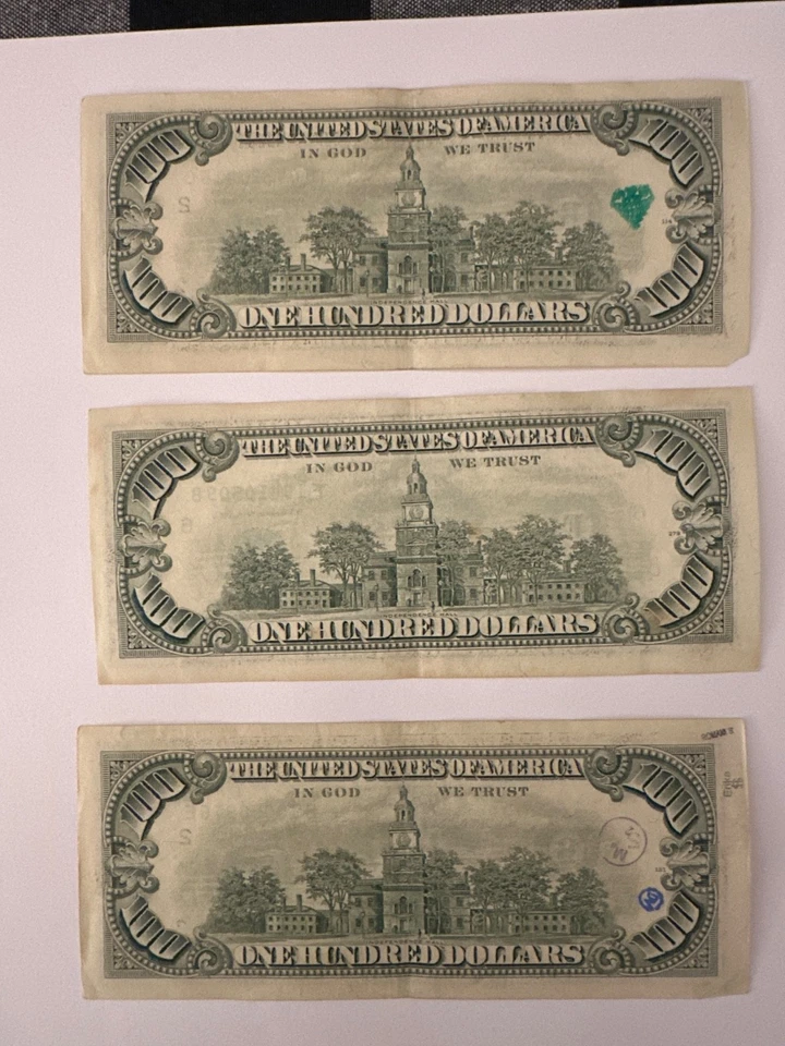 7- $100  DOLLAR BILLS OLD STYLE SMALL HEAD  only $129.95 PER NOTE - Image 4 of 4