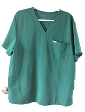 FIGS Technical Collection Green Scrub Top V Neck Short Sleeve XL