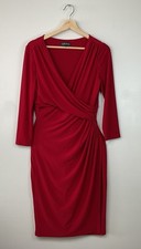 Ralph Lauren Wrap Dress Waterfall Ruffle Red Size 10