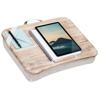 Lap Desk with Device Ledge for 17.3-Inch Laptops - White Wash Finish