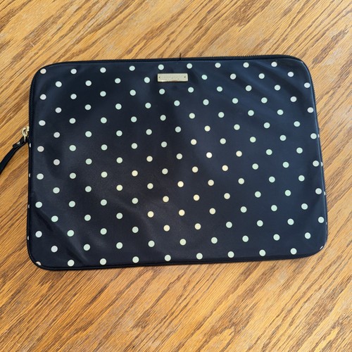Kate Spade Laptop Case Polka Dot Padded Zip Computer Sleeve Gold Zipper