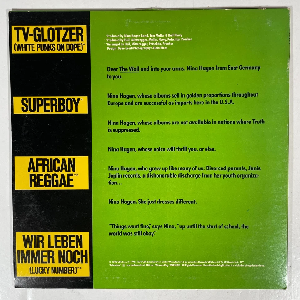 Nina Hagen Band 10" Vinyl LP 1980 NM Foto 2 de 4