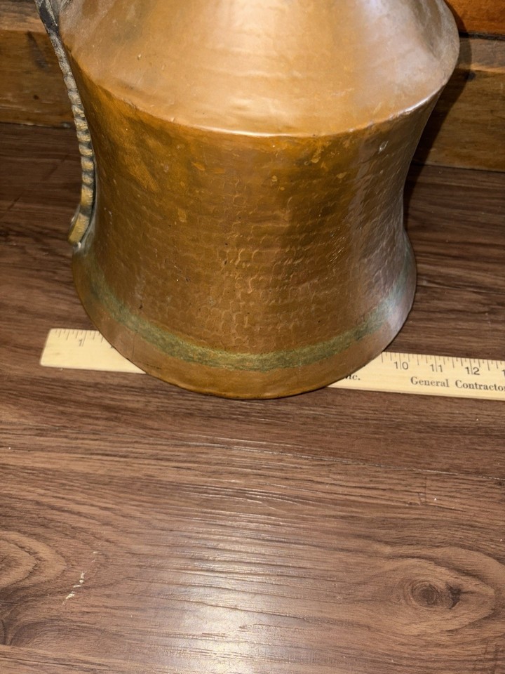 Antique Rockingham Pitcher Vintage Antique LARGE 16” Copper Primitive Hand Forged & Hammered ...