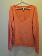 Athleta V-Neck Lightweight Soft Peach Sweatshirt Long Sleeve W/thumb Holes XL