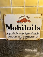 Vintage Mobiloils Vacuum Oil Company Gargoyle Enamel Advertising Sign