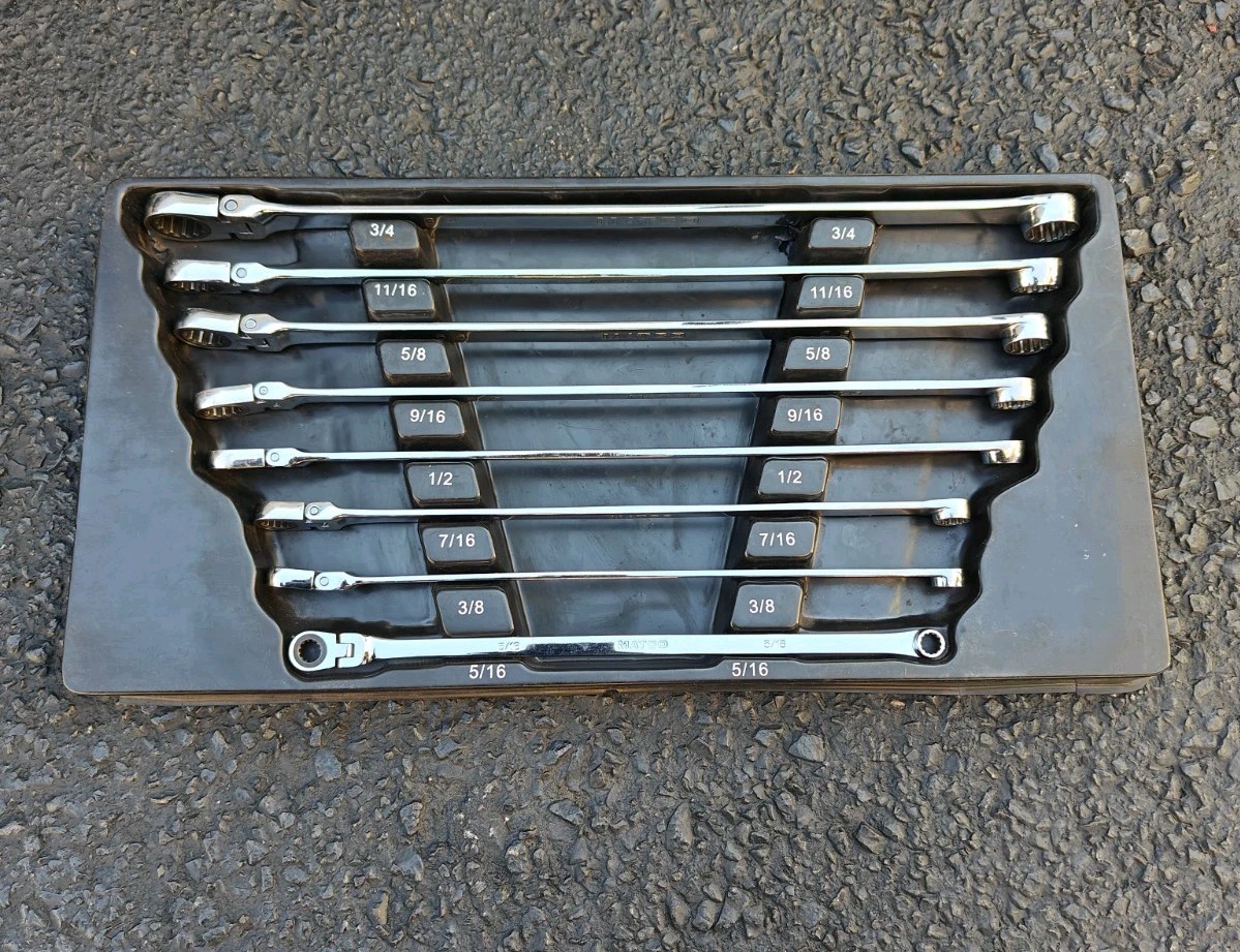 Matco Tools 8pc SAE 0° Flex Head Ratcheting Box XL Wrench Set Spline Inch