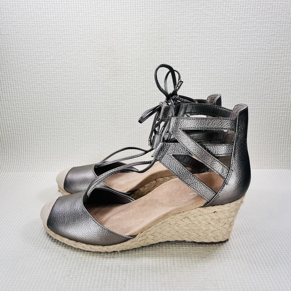 Sandalias de cuña Vionic Calypso alpargata para mujer 10 peltre metálico zapato ortopédico Foto 4 de 4