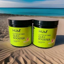 2 HUM Nutrition Flatter Me Fiber, Digestive Enzymes Prebiotics Strawberry  4oz. 